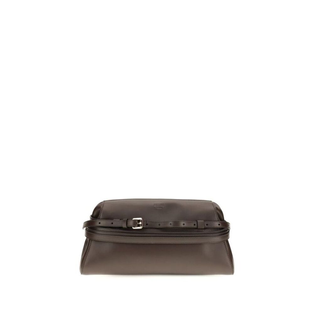 Moschino Brown Goatskin Clutch Women's Bag